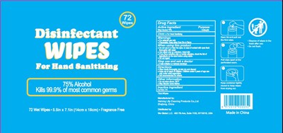 lable image - Disinfectant Wipes  for hand sanitizing 72 pcs 75 vv